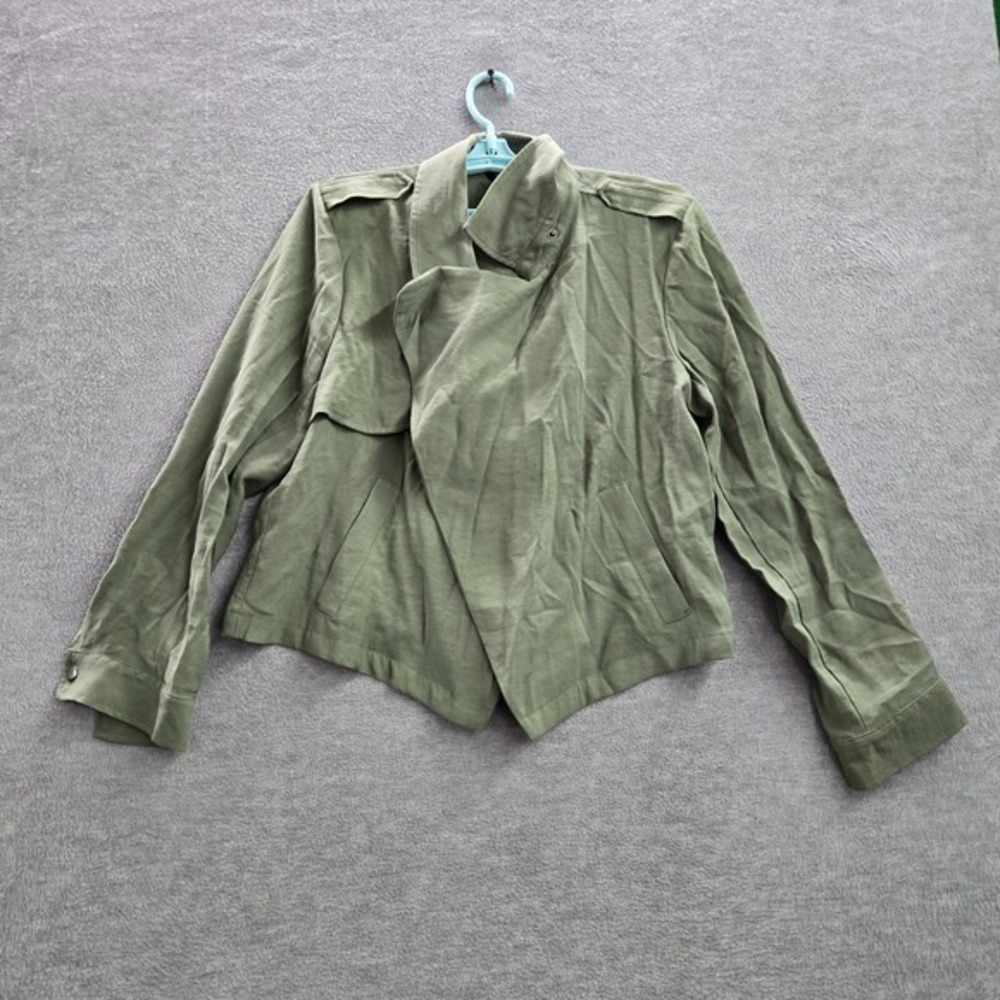 Simply Vera Vera Wang Women Jacket‎ Large Green Draped Open-Front Long Sleeve